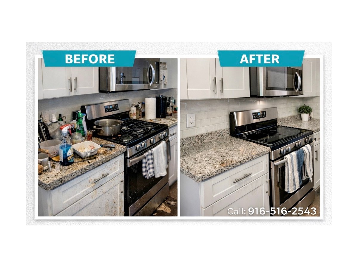 Kitchen stove before and after cleaning
